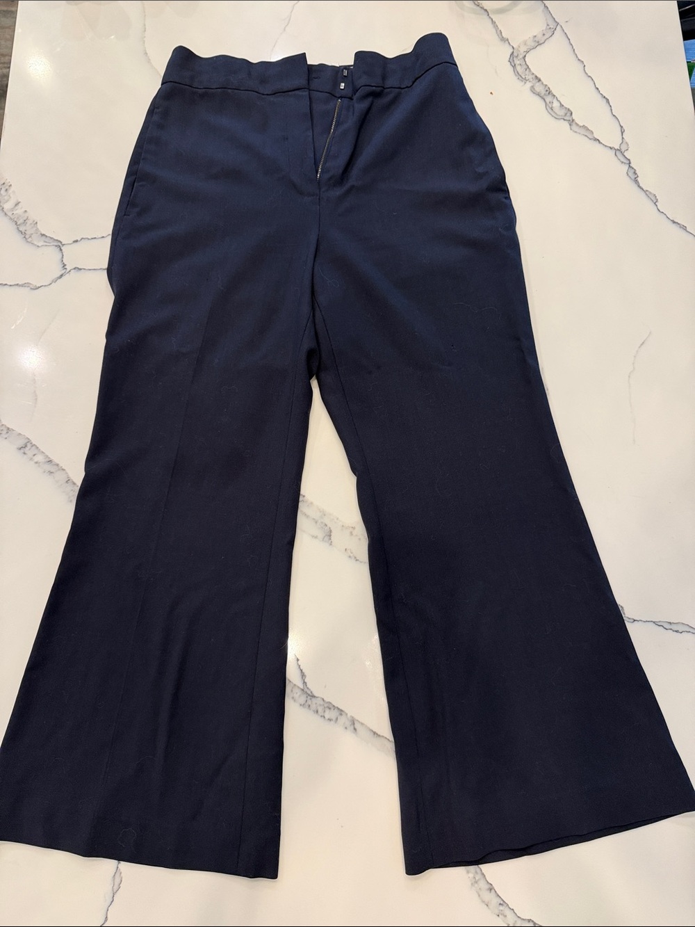 Rebecca Taylor Navy wide leg ankle crop pants